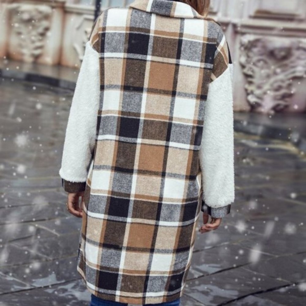 Cozy, Plaid Detailed, Button Down Shacket - Picture 3 of 7